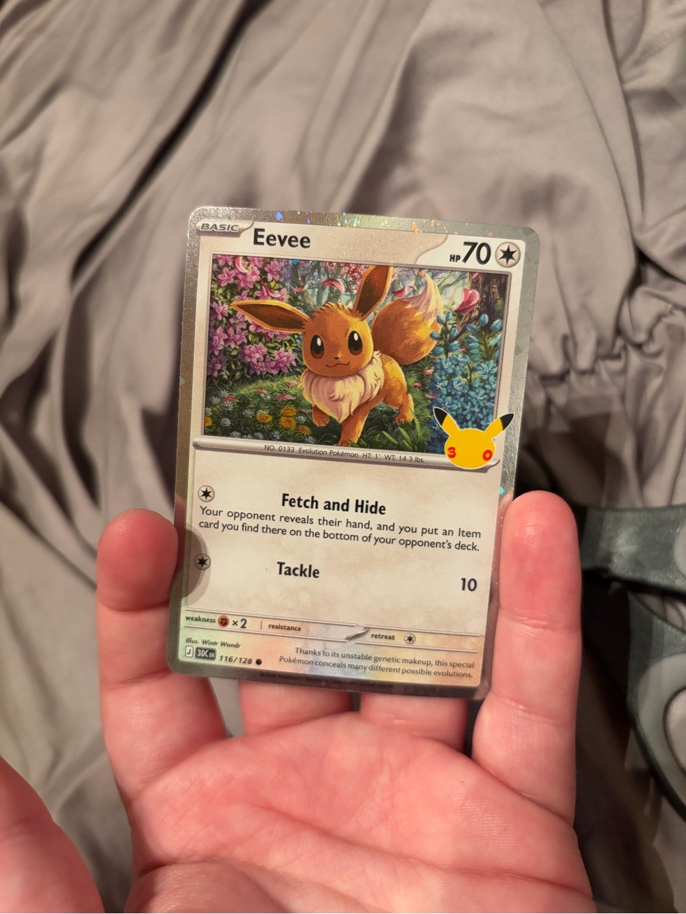 Eevee Trading Card – White & Brown Collectible